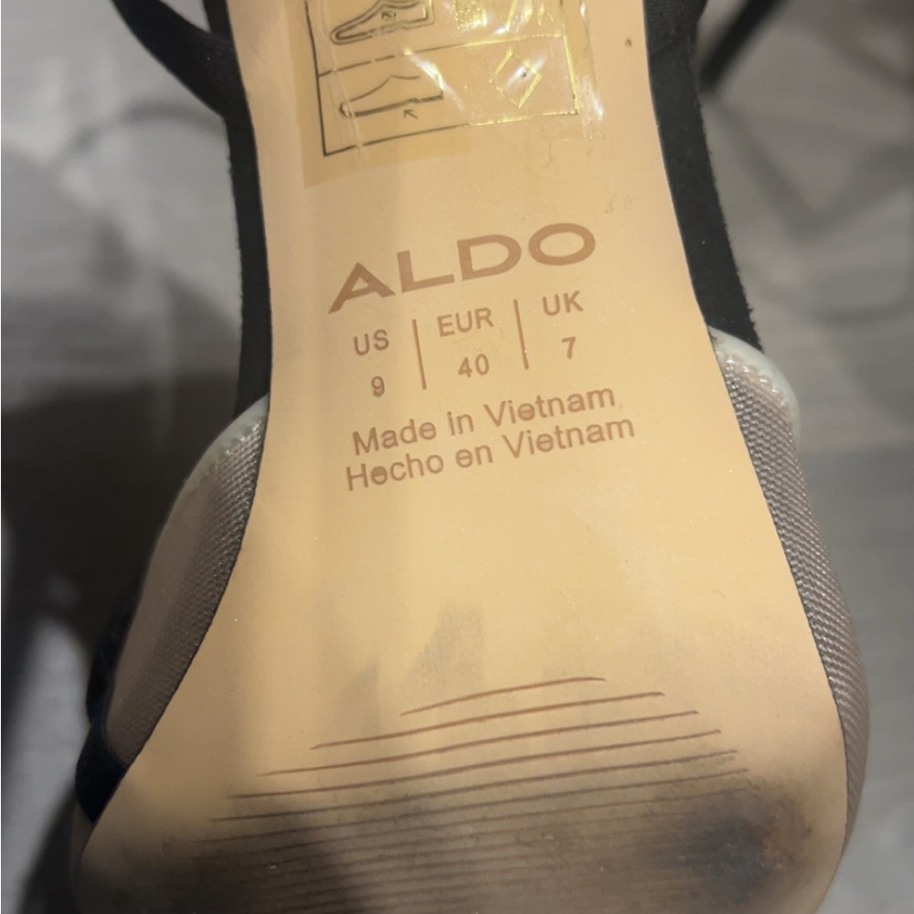 Aldo Black & Cream Pointed-Toe Slingback Heels - Picture 4 of 4